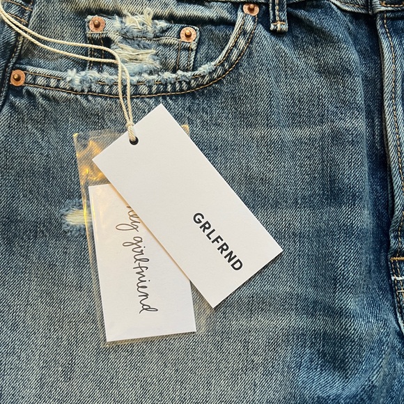 GRLFRND Blue Distressed Denim Shorts - Picture 5 of 5